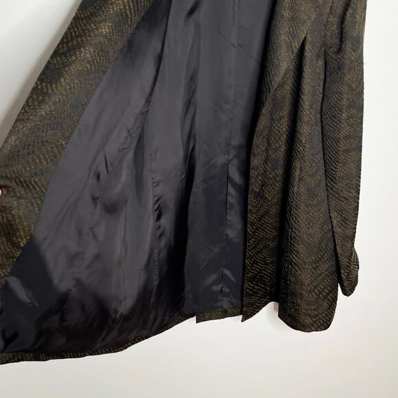 Eileen Fisher Womens Silk Jacket Small Black Jacquard Open Front Pockets Lined - Picture 9 of 13